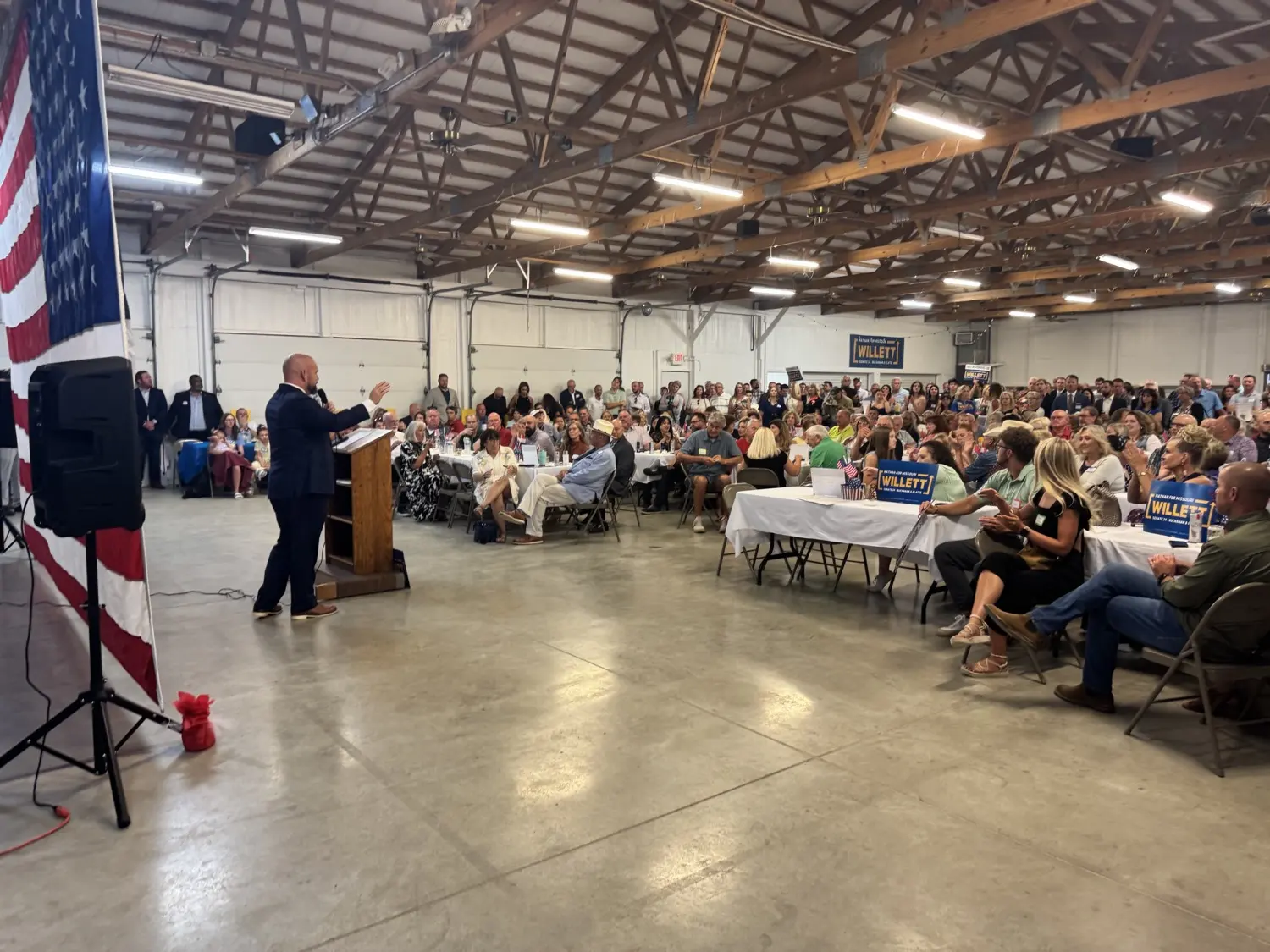 Chris Stigall addressing the crowd at Nathan Willett's kickoff